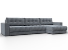 Диван угловой с декором Лига-049 НПБ Лонг, Велюр, TOWER 10 серый