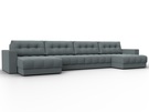 Диван П-образный с декором Лига-049 НПБ Лонг, Рогожка, Амур 07 серый