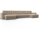Диван П-образный с декором Лига-049 НПБ Лонг, Велюр, SEVEN 729 бежевый