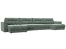 Диван П-образный с декором Лига-049 НПБ Лонг, Велюр, BRUT 08 зеленый