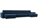 Диван П-образный с декором Лига-049 НПБ Лонг, Велюр, BRUT 11 синий