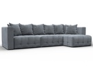 Диван угловой Лига-052 НПБ Лонг угол универсальный, Велюр, TOWER 10 серый