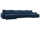 Диван П-образный Лига-051 НПБ Лонг, Велюр, BRUT 11 синий