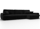 Диван угловой Лига-057 НПБ Лонг угол правый, Велюр, SEVEN 35 черный