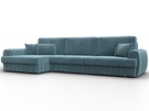 Диван угловой Лига-057 НПБ Лонг угол левый, Велюр, SEVEN 113 бирюзовый
