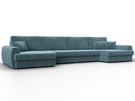 Диван П-образный Лига-057 НПБ Лонг, Велюр, SEVEN 113 бирюзовый