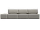 Диван прямой модульный с пуфом Лига-060 НПБ Лонг, Рогожка, Амур 02 бежевый