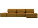 Диван угловой модульный с пуфом Лига-060 НПБ Лонг угол универсальный, Велюр, BRUT 10 желтый