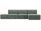 Диван угловой модульный с пуфом Лига-060 НПБ Лонг угол универсальный, Велюр, BRUT 08 зеленый