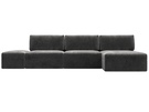 Диван угловой модульный с пуфом Лига-060 НПБ Лонг угол универсальный, Велюр, TOWER 10 серый