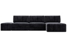 Диван угловой модульный с пуфом Лига-060 НПБ Лонг угол универсальный, Велюр, TOWER 11 темно-серый