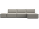 Диван угловой модульный с пуфом Лига-060 НПБ Лонг угол универсальный, Рогожка, Амур 02 бежевый