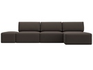 Диван угловой модульный с пуфом Лига-060 НПБ Лонг угол универсальный, Рогожка, Амур 05 коричневый
