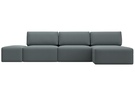 Диван угловой модульный с пуфом Лига-060 НПБ Лонг угол универсальный, Рогожка, Амур 07 серый