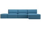 Диван угловой модульный с пуфом Лига-060 НПБ Лонг угол универсальный, Рогожка, Амур 10 голубой