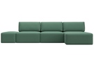 Диван угловой модульный с пуфом Лига-060 НПБ Лонг угол универсальный, Рогожка, Амур 11 зеленый