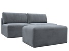 Диван прямой модульный с пуфом Лига-060 НПБ, Велюр, TOWER 10 серый