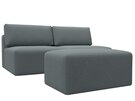 Диван прямой модульный с пуфом Лига-060 НПБ, Рогожка, Амур 07 серый