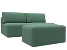Диван прямой модульный с пуфом Лига-060 НПБ, Рогожка, Амур 11 зеленый