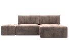 Диван угловой модульный с пуфом Лига-060 НПБ угол универсальный, Велюр, TOWER 05 бежевый