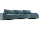 Диван угловой Лига-074 угол универсальный, Велюр, SEVEN 113 бирюзовый