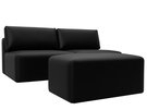 Диван прямой модульный с пуфом Лига-060 НПБ, Экокожа, GRIFON 18 черный