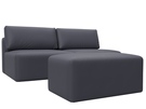 Диван прямой модульный с пуфом Лига-060 НПБ, Экокожа, GRIFON 15 серый
