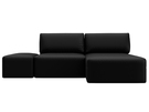 Диван угловой модульный с пуфом Лига-060 НПБ угол универсальный, Экокожа, GRIFON 18 черный