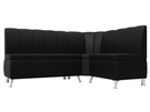 Диван кухонный угловой Кантри правый угол, Экокожа, Черный