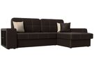Диван угловой Брюссель правый угол, Экокожа, Коричневый;Бежевый