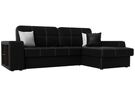 Диван угловой Брюссель правый угол, Экокожа, Черный;Белый