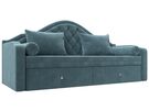 Диван детский прямой Сойер, Велюр, SEVEN 113 бирюзовый