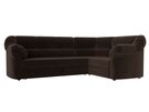 Диван угловой Карнелла правый угол, Микровельвет, Коричневый