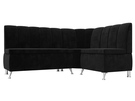 Диван кухонный угловой Кантри правый угол, Велюр, SEVEN 35 черный