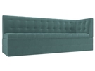 Диван кухонный прямой Бриз с углом справа, Велюр, SEVEN 113 бирюзовый