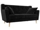 Диван кухонный прямой Брайтон 2, Велюр, SEVEN 35 черный