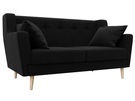 Диван кухонный прямой Брайтон 2, Микровельвет, Черный