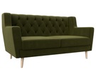 Диван кухонный прямой Брайтон 2 Люкс, Микровельвет, Зеленый