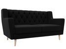 Диван кухонный прямой Брайтон 2 Люкс, Микровельвет, Черный