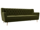 Диван кухонный прямой Брайтон 3 Люкс, Микровельвет, Зеленый