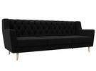 Диван кухонный прямой Брайтон 3 Люкс, Микровельвет, Черный