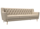 Диван кухонный прямой Брайтон 3 Люкс, Экокожа, Бежевый