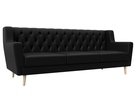 Диван кухонный прямой Брайтон 3 Люкс, Экокожа, Черный