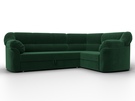 Диван угловой Карнелла правый угол, Велюр, SEVEN 626 зеленый