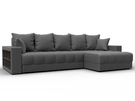 Диван угловой с декором и полкой Лига-050 НПБ, Замша, JOLY 13 серый