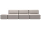 Диван прямой модульный с пуфом Лига-060 НПБ Лонг, Замша, JOLY 05 бежевый
