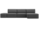 Диван угловой модульный с пуфом Лига-060 НПБ Лонг угол универсальный, Замша, JOLY 13 серый