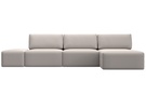Диван угловой модульный с пуфом Лига-060 НПБ Лонг угол универсальный, Замша, JOLY 05 бежевый