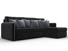 Диван угловой Лига-078 угол универсальный, Велюр, Seven 35 черный;Seven 17 серый