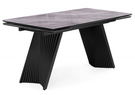 Стол стеклянный, Вейв 140(200)х80 кристл серый мрамор / черный